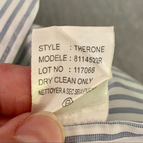 THEORY Poplin Blue & White Striped Scoop Neck Short Sleeve Blouse Size Small - Picture 15 of 16